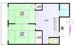 コーポ峰 1階2DKの間取り