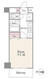 グランパァレ1 ワンルームの間取図画像