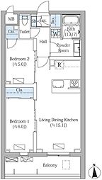 MOCXION PREMIUM四谷大京町 2LDKの間取図画像