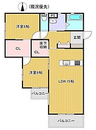 茅ヶ崎市東海岸南1丁目アパート 2LDKの間取図画像