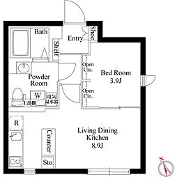 CASA FIORE 日暮里 3階1LDKの間取り