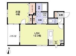 グラン パルク 1階1LDKの間取り