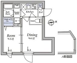 アトリオフラッツ湯島 5階1DKの間取り