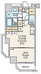 クレストコート中野富士見町 6階1LDKの間取り
