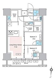 プレディアコート錦糸町スカイビュー 2SLDKの間取図画像
