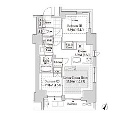 リブクオーレ神保町 1107 11階2LDKの間取り