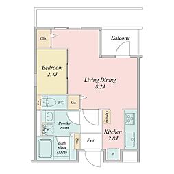東急東横線 中目黒駅 徒歩3分の賃貸マンション 3階1LDKの間取り