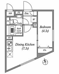 杉並区本天沼2丁目マンション 1DKの間取図画像