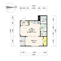 ハーモニーテラス林寺VII 1階1LDKの間取り