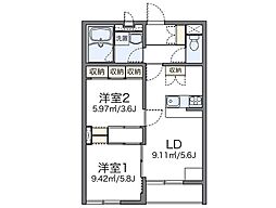 レオパレス大楽寺 2DKの間取図画像