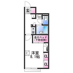 レオパレス前田 1階1Kの間取り