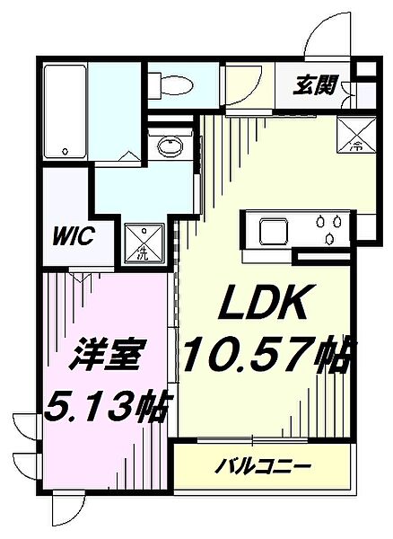 東京都八王子市散田町１丁目(賃貸アパート1LDK・1階・38.67㎡)の写真 その2