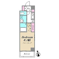 オーキッドコート下井草 2階1Kの間取り