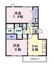 南海泉北線 深井駅 徒歩21分の賃貸マンション 2階2DKの間取り