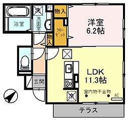 オルソ南鳩ヶ谷 1LDKの間取図画像