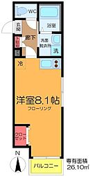 東武大師線 大師前駅 徒歩5分の賃貸アパート 2階ワンルームの間取り