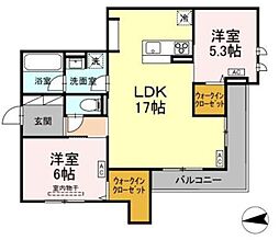樹楽 2LDKの間取図画像