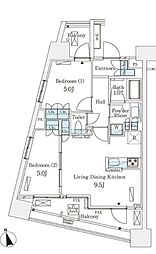 パークナードフィット南青山Vista 2LDKの間取図画像