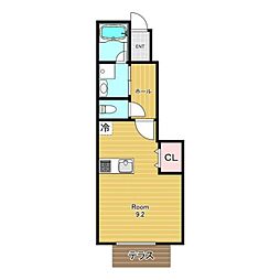 ポルトグランデ 1階1Kの間取り