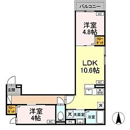 セレスティア栗原 3階2LDKの間取り