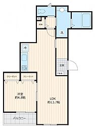 カーサカルダ大崎 2階1LDKの間取り