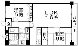 プラスドサンテ 3階2LDKの間取り
