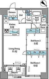 レジデンス横濱リバーサイド 2LDKの間取図画像