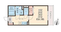 メグリオ柏の葉 1Kの間取図画像