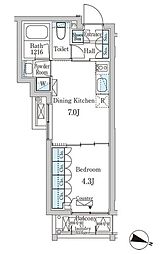 ジオエント大塚 4階1DKの間取り