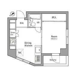 プラチナハウス高輪 1DKの間取図画像