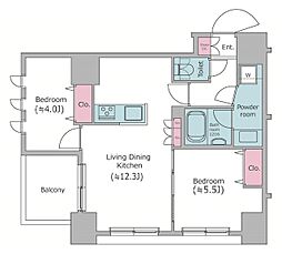 CREVIARXE日暮里 2LDKの間取図画像