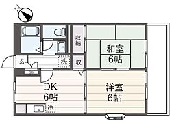 ベルメゾン1 2DKの間取図画像