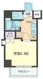 アーク船橋 4階1Kの間取り
