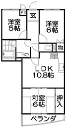 クレール津田 3LDKの間取図画像