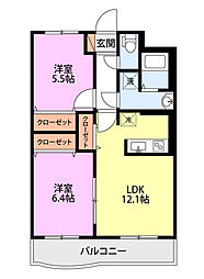 シャルマン 2LDKの間取図画像