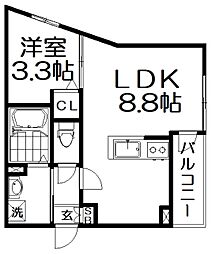 ボヌール宮之阪(ボヌールミヤノサカ) 1LDKの間取図画像