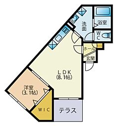 グレイス緑が丘 3階1LDKの間取り