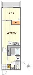 アリビオ上福岡 1LDKの間取図画像