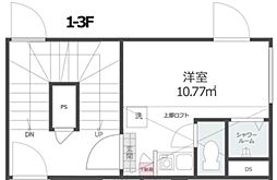 ノースヒル新宿イースト 2階ワンルームの間取り