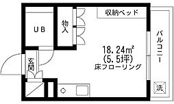 ビレッジ里美 1階ワンルームの間取り