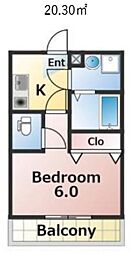 アパート 1Kの間取図画像