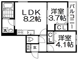 D porta annex 2LDKの間取図画像