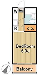 多摩都市モノレール 大塚・帝京大学駅 徒歩8分の賃貸マンション 1階1Kの間取り