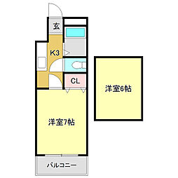 ラ・メール知寄 1Kの間取図画像