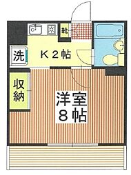 メゾン三井 1階1Kの間取り