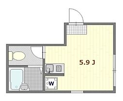 セシリア熊野前 1階ワンルームの間取り