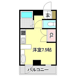 ブルーハイツアウトバーン ワンルームの間取図画像
