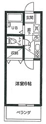 タウンアベニュー 2階1Kの間取り