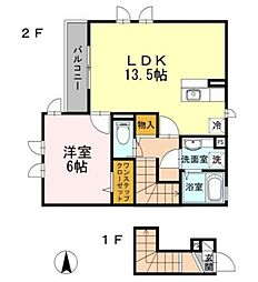 メゾン・サンセリテ 2階1LDKの間取り