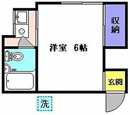 マロン 1階1Kの間取り